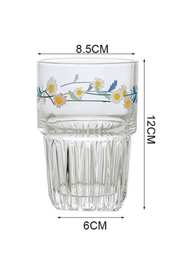 Küçük Papatyalar Baskı Cam Kahve Kupa Yaratıcı Cam Bardak Çay Süt Limon Suyu İçme Kupası Ev Drinkware Latte Kupalar Beyaz A