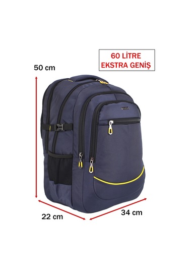 Dada 09 17,3 inç Lacivert Laptop Sırt Çantası 60 Litre Usb Typc-E Aparat Darbe Emici Koruma