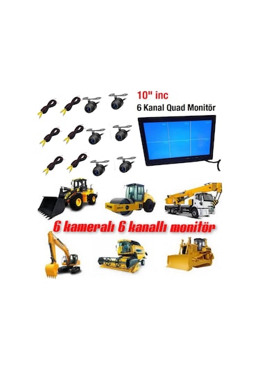 10 İnç 6 Kanallı 6 Kameralı Araç Monitörü Twogo Go-6006