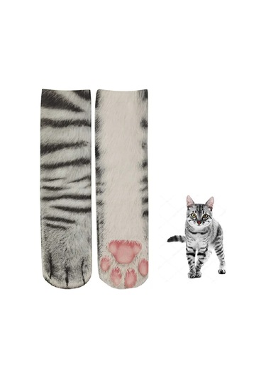 Deus Svarog 3d Kedi Pati Çoraplar 297548709 Gri