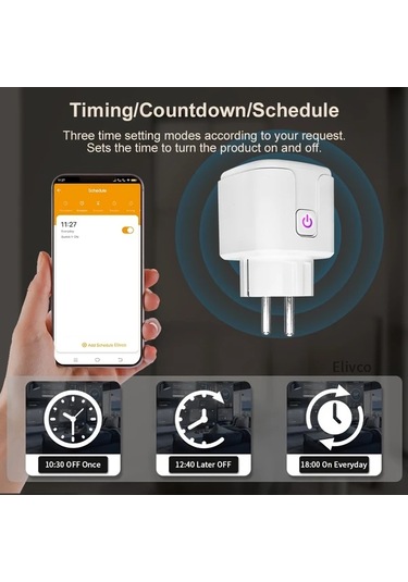 Motion003 Elivco Akıllı Wifi Fiş 16a Ab Priz Güç İzleme Uzaktan Kontrol Akıllı Ev Otoma