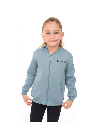 Toontoy Kız Çocuk Nakışlı Hırka Açık Mavi