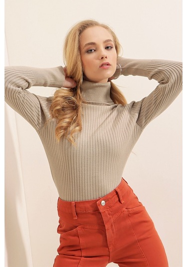 Gabria Fitilli Balıkçı Yaka Kazak Taş