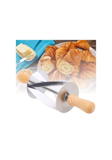 Kosona Pasta Kesici, Çapraz Bıçaklı Paslanmaz Çelik Croissant Dough Bölücü, Ahşap Kolu Mutfak Fırın Aracı Diğer