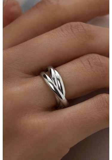 Trinity 3lü Birbirine Geçmeli Sarmal Çelik Stres Yüzük Cl44 Beyaz