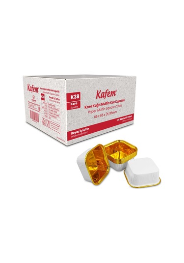 Kafem Muffin Kek Kapsülü Kare Beyaz-altın 25li X 60 Paket Koli - K38 Beyaz