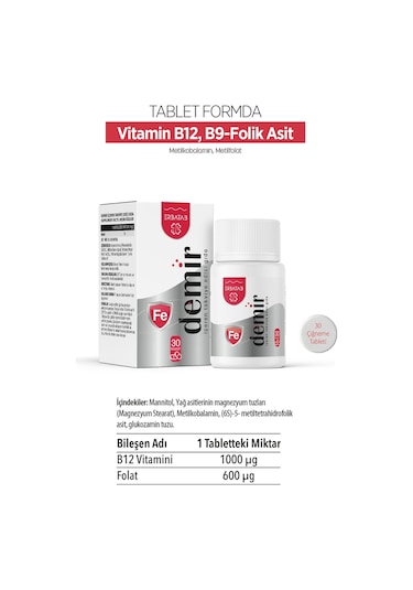 Erbatab Demir İçeren Takviye Edici Gıda 30 Kapsül