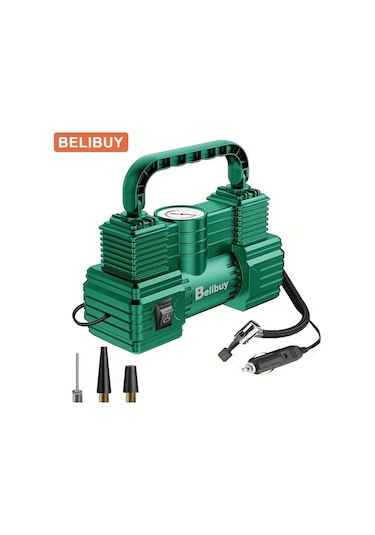 Boatshop1 Belibuy Yesil 12v 150psı Taşınabilir Hava Kompresörü Dijital Basınç Ölçerli Araba Bisiklet Motosiklet Ve Spor Topları İçin