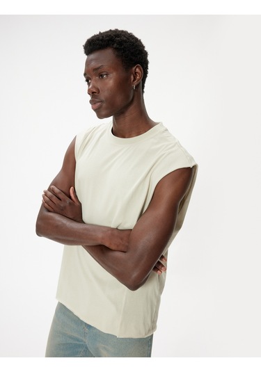 Koton Kolsuz Tişört Basic Bisiklet Yaka Pamuklu Bej 4sam30032mk Ekru