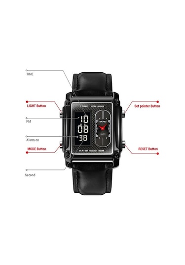 Fastbuy Skmeı 1868 Kare Çift Ekran Su Geçirmez Erkek İzle, Stil: Çelik Kemer Gül Altın Çok Renkli Çok Renkli