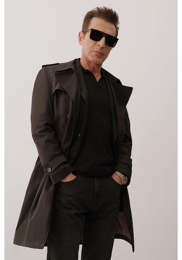 Ds Damat Regular Fit Siyah Apoletli Beli Kemerli Pardösü/Trenckot 1HF08ORT00013 Siyah