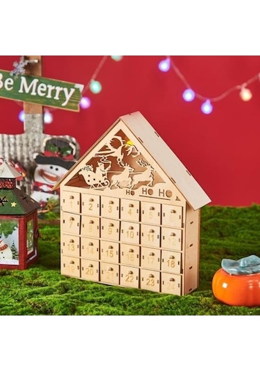 Pazly 24 Boş Çekmeceli Ev Şekli Noel Geri Sayım Takvimi Ev İle Ahşap Noel Advent Takvimi C C
