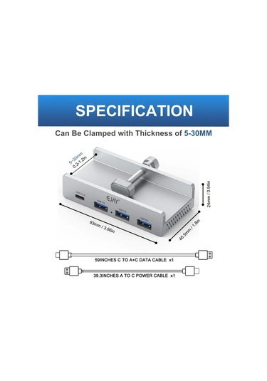 Honeybeeshop Masasüstü Kelepçeli C Tipi Usb 3 0 Bolucu Simli