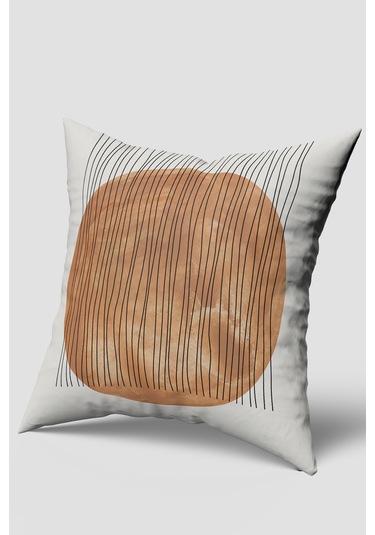 Beyaz Siyah Çizgili Bohem Kırlent Kılıfı Krem