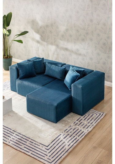 Katt Modüler Ekstra Rahat İskeletli 2 Li Koltuk 10 Renk Mavi