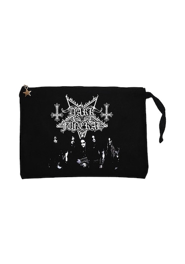 Dark Funeral Grup Face Siyah Clutch Astarlı Cüzdan / El Çantası Siyah