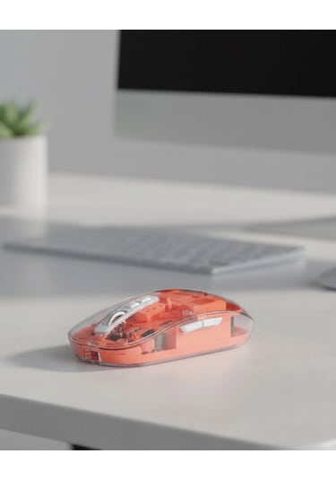 Sessiz Tıklamalı Şeffaf Mouse Bluetooth Ve Usb Uyumlu -