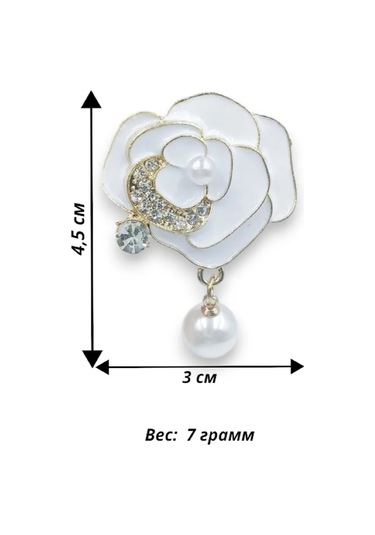 Fashion Jewelry Beyaz İncili Gül Broş 309983419 Beyaz