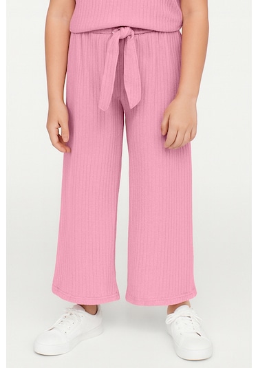 Kız Çocuk Pijama Altı Beli Lastikli Rahat Kalıp Pembe