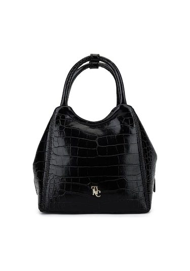Tamer Tanca Kadın Suni Deri Siyah Kroko Kol Çantası 1003 2031 Bn Cnt Sk25-26 Sıyah Kroko Siyah