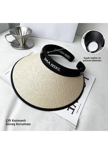 Snapbuy Uv Korumalı Yazlık Kadın Vizör Şapka, Katlanır, Şık Ve Kullanışlı Ekru - Siyah