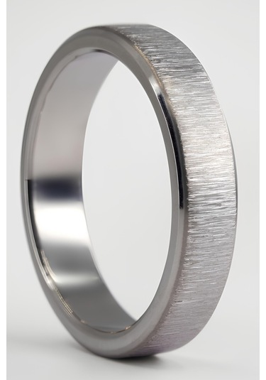 Takı Dükkanı Kişiye Özel İsim Yazılı Köşeli 6mm Mat Fırçalanmış Düz Unisex Çelik Yüzük Alyans Cl47y Beyaz