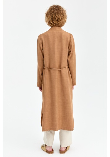 Bağcık Detaylı Tunik Ceket Pantolon Takım Camel Kahverengi
