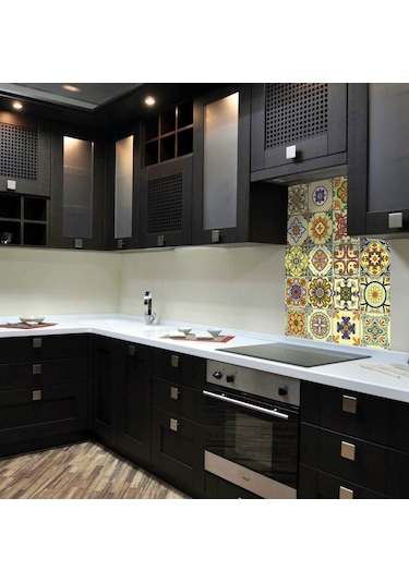 Tink Kendinden Yapışkanlı Sarı Tile Desenli Pvc Karo Kaplama 20x20 Cm 6'lı Paket