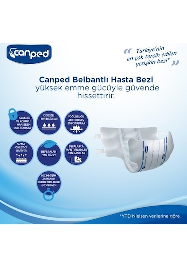 Canped Belbantlı Tekstil Yüzeyli Hasta Bezi Orta Boy Medium 120 PKT.CANPED.089 M