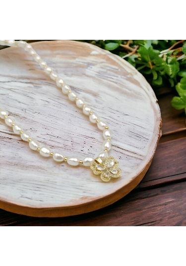 Çelik Kelebekli İnci Kolye