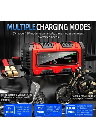 Honeybeeshop 12v 2 Amp Tam Otomatik 3 Adımlı Akıllı Sarı Şarj Cihazı Motosiklet Araba Pilleri İçin Agm Gel Sla Koruma