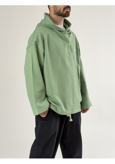 Cocopelli Stable Kapüşonlu Yeşil Oversize Erkek Sweat Coc2707 Yeşil