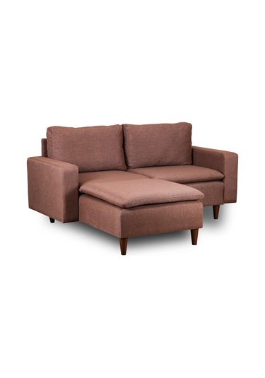 Lungo Modüler Mini Köşe Koltuk Takımı L Koltuk - Açık Kahve Keten Kahverengi