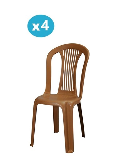 Omnipazar Mt-gf187 Agosto Plastik Bahçe Balkon Sandalye 4'lü Set Kahverengi