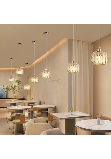 Symbee Tek Kafa Gold Cam Avize - Yemek Odası, Bar, Koridor Için Modern Minyatürlü, Kireçten Hafif, Işık Kaynağısız Aydınlatma Aleti Altın