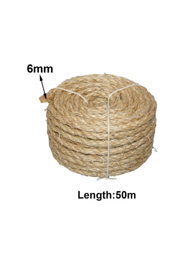 Magideal Suntek Bükülmüş Sisal Halat Kedi Tırmalama Direği 6 MM x 50 Mt