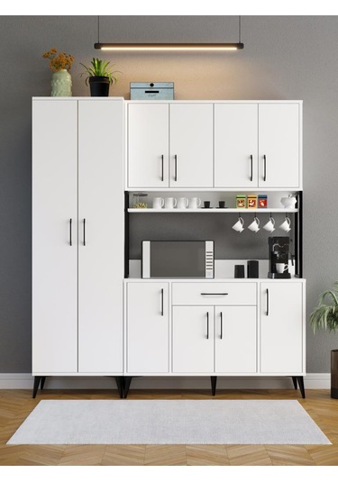 Kuzeylife Spezia Kahve Köşesi Çok Amaçlı Erzak Kiler Dolabı Beyaz