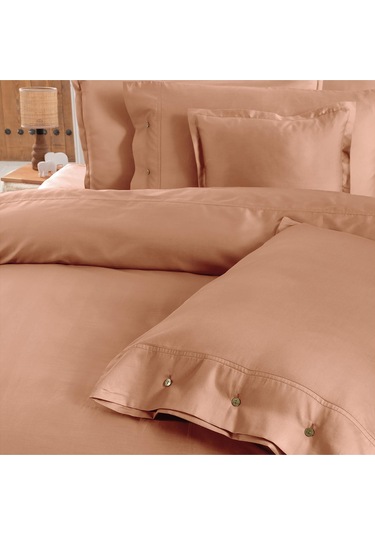Sarev Monochrome Salmon %100 Pamuk Saten ''300 Tc" Nevresim Takımı Ks V12 Kahverengi