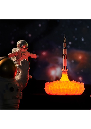 3d Baskı Roket Masa Lambası Komidin Lambası Sıcak Led Beyaz L6165-4 Beyaz