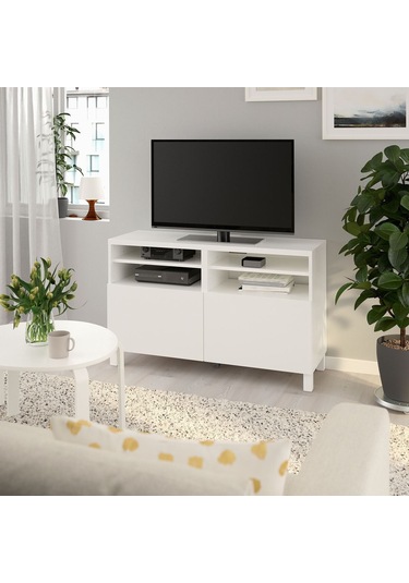 Tv Sehpası, Beyaz, 120x40x74 Cm, Lappvıken, Stubbarp Beyaz