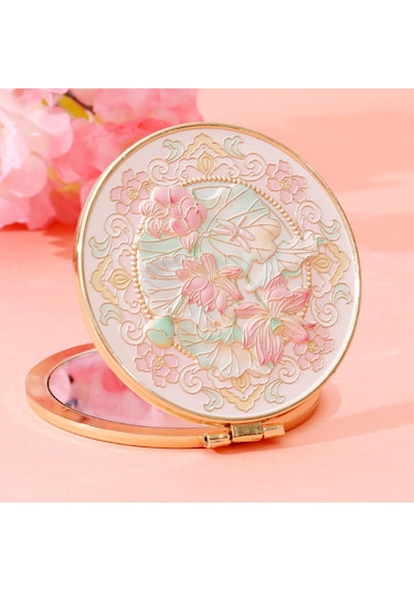 Suntek Seyahat Makyaj Aynası Yuvarlak Yaratıcı Kozmetik Çanta Pembe