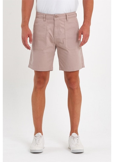 Erkek Likralı Yandan Cepli Kot Şort Taş