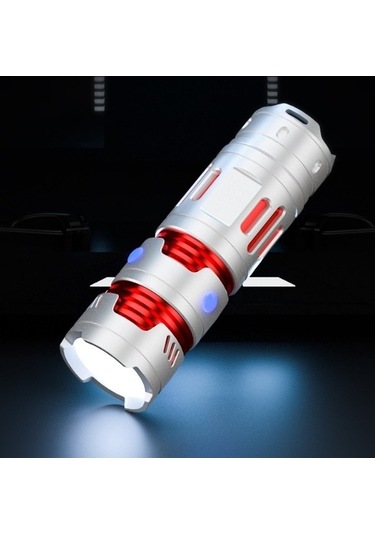 Tongxida Küçük Taşınabilir Spiral Fener - Type-c Gümüş Çok Fonksiyonlu Gümüş