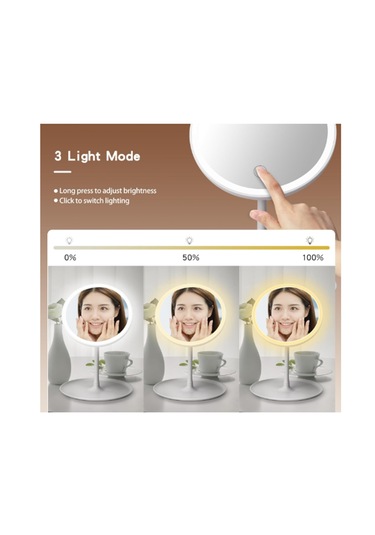 3 Renk Işık Modlu Parlaklığı Ayarlanabilir 90 Oynar Başlıklı Ayna