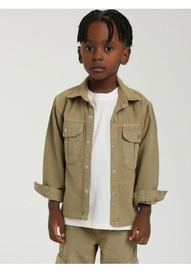 Erkek Çocuk Cepli Gömlek Ceket-15629 Yeşil