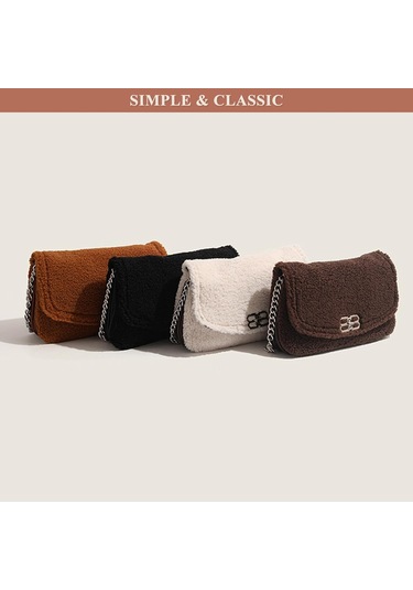 Kadınlar İçin Moda Omuz Çantası Tüylü Peluş El Çantası Sahte Kürk Çapraz Askılı Kapaklı Çanta Zincir Askılı Tote Çanta Beyaz A697 Beyaz