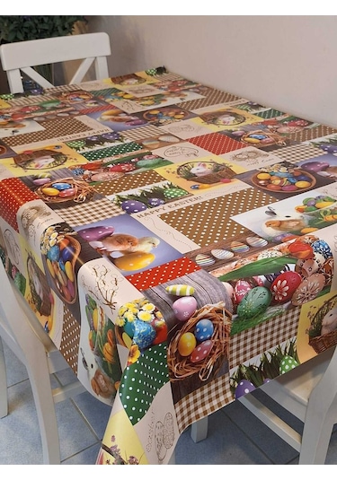 Yeni Yıl Desenli Elyaflı Pvc Masa Örtüsü Silinebilir Ve Su Geçirmez Muşamba Dkrm28b Çok Renkli