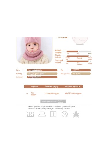 Hqgoodstore Sonbahar Ve Kış Yeni Moda Basit Saf Renk Çocuklar Sevimli Küçük Tilki Kulakları Artı Kadife Kalın Sıcak Örgü Yapışık Şapka Pembe Pembe Küçük Tilki Kulakları Pembe