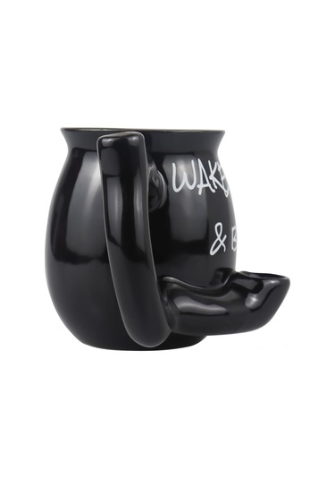 Skycity 300 Ml Seramik Kahve Fincanı - Ev Kadın Erkek Hediyesi, Halloween Noel Doğum Günü Partileri, Mikrodalga Ve Bulaşık Makinesine Uygun, Konforlu Tutamaklı Siyah