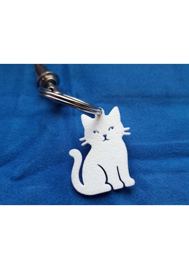 Anahtarlık Mini Kedi Modeli Beyaz